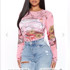 Fashion Nova Flower mesh long sleeve